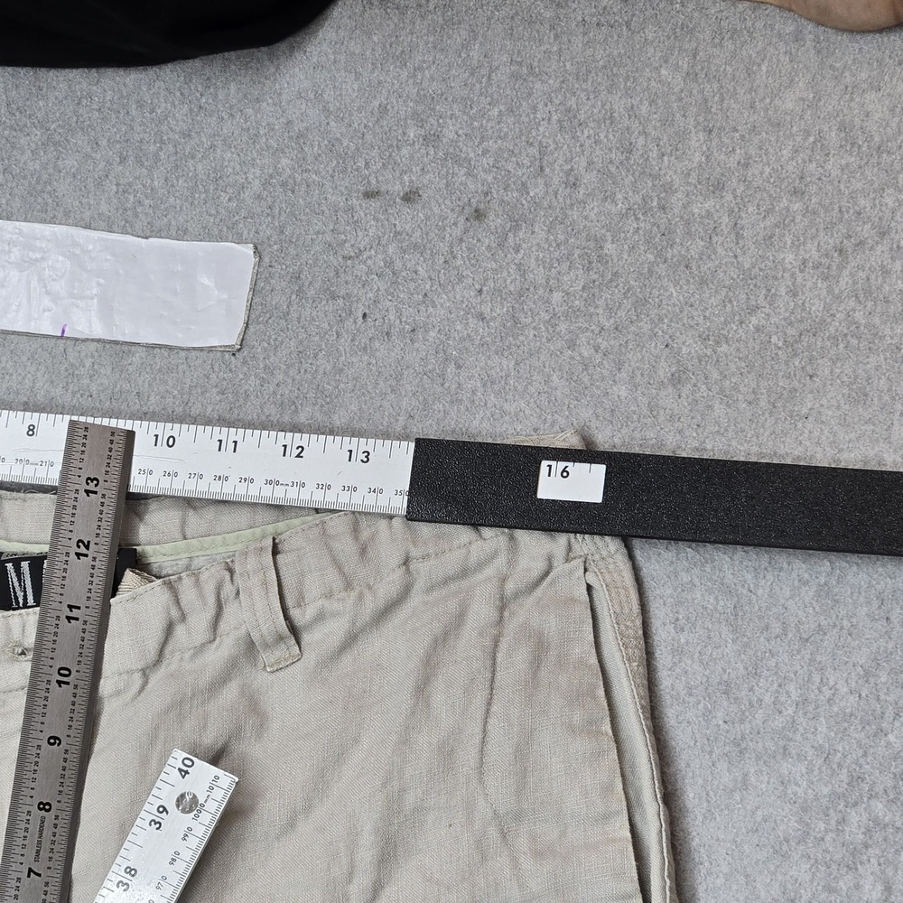 International Male Men Pants 34 Beige Linen Dress Pants Button 30" Inseam - Picture 11 of 14